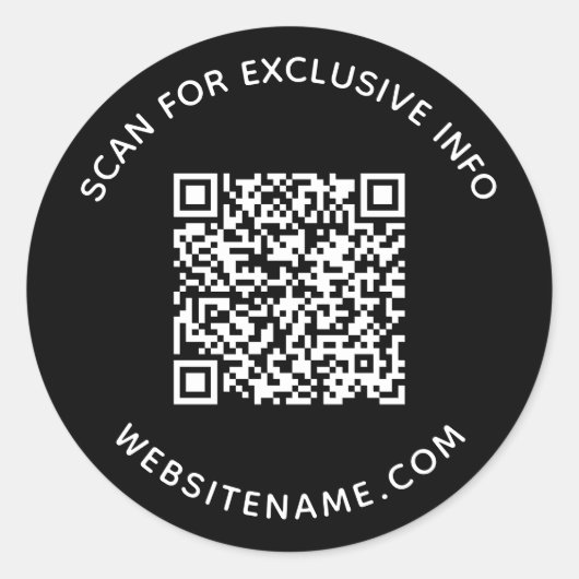 ビジネスQRコードカスタム文字ブラック ラウンドシール (正面)