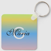 ビジネスQRコードグラデーションキーチモノグラムのェーン キーホルダー (裏面)