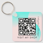 ビジネスQRコードグラデーションパモノグラムのステル キーホルダー (正面)