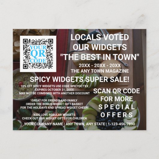 ビジネスQRコードダークフォトカスタム広告の ポストカード (正面)