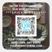 ビジネスQRコードダークフォトカッコいいシンプル販促 スクエアシール (正面)