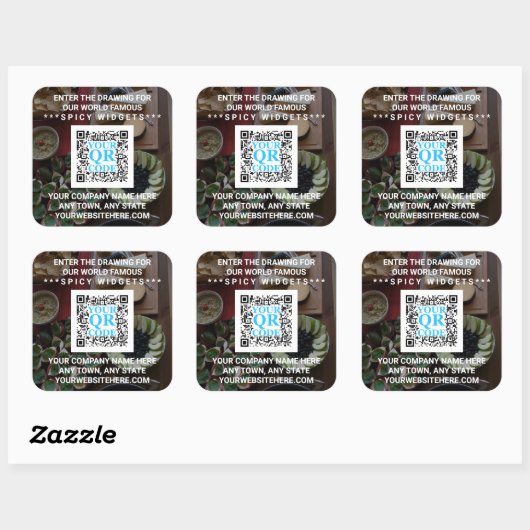 ビジネスQRコードダークフォトカッコいいシンプル販促 スクエアシール (シート)