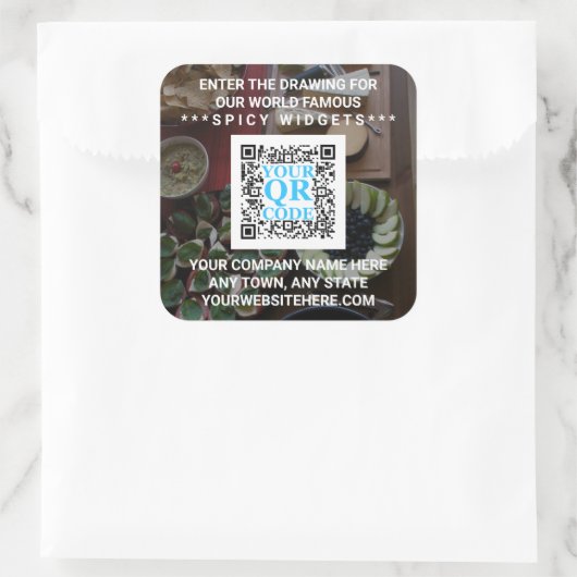 ビジネスQRコードダークフォトカッコいいシンプル販促 スクエアシール (バッグ)