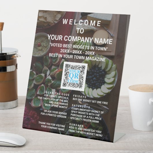 ビジネスQRコードダークフォトカッコいい小売歓迎 台座サイン (インサイチュ)
