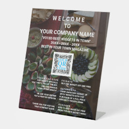 ビジネスQRコードダークフォトカッコいい小売歓迎 台座サイン