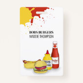 ビジネスQRコードハンバーガーホットドッグ バッジ (正面)