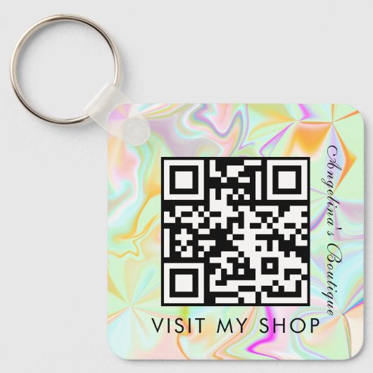 ビジネスQRコードホログラフィフェイクックモノグラムの キーホルダー (正面)