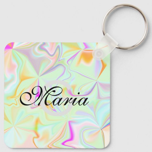 ビジネスQRコードホログラフィフェイクックモノグラムの キーホルダー (裏面)