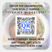 ビジネスQRコードライトフォトカッコいいシンプル宣伝 スクエアシール (正面)