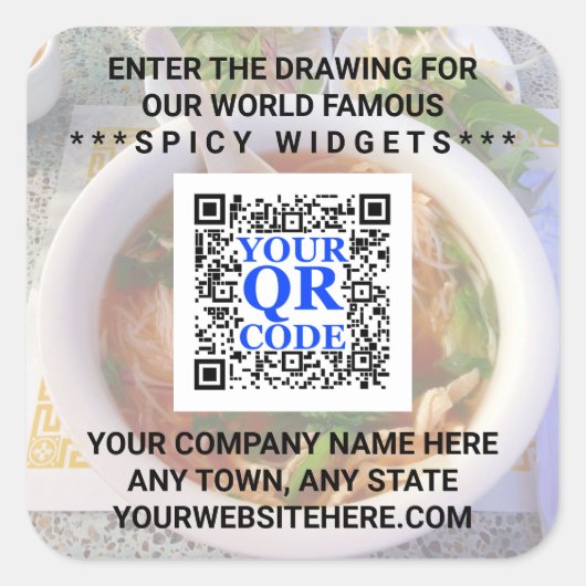 ビジネスQRコードライトフォトカッコいいシンプル宣伝 スクエアシール (正面)