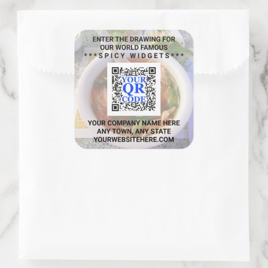 ビジネスQRコードライトフォトカッコいいシンプル宣伝 スクエアシール (バッグ)