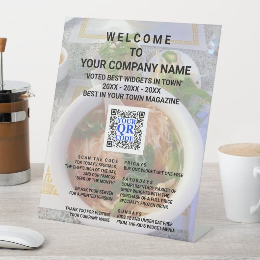 ビジネスQRコードライトフォトショップカッコいいへようこそ 台座サイン (インサイチュ)