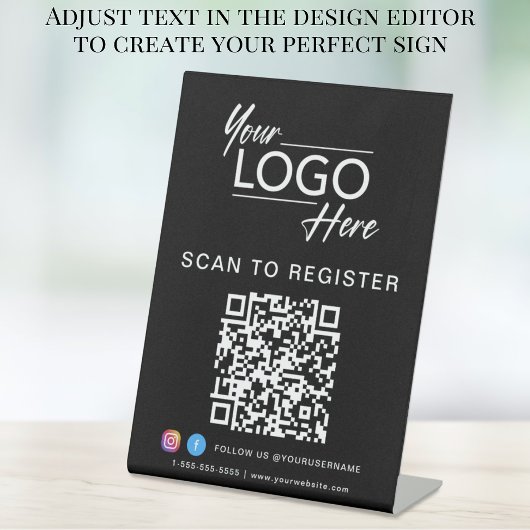 ビジネスQRコードロゴソーシャルメディアブラック 台座サイン