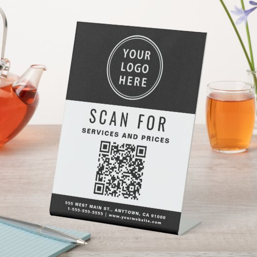 ビジネスQRコードロゴ白黒 台座サイン (インサイチュ)