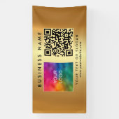 ビジネスQRコードロゴ金ゴールド水平屋外 横断幕 (縦)