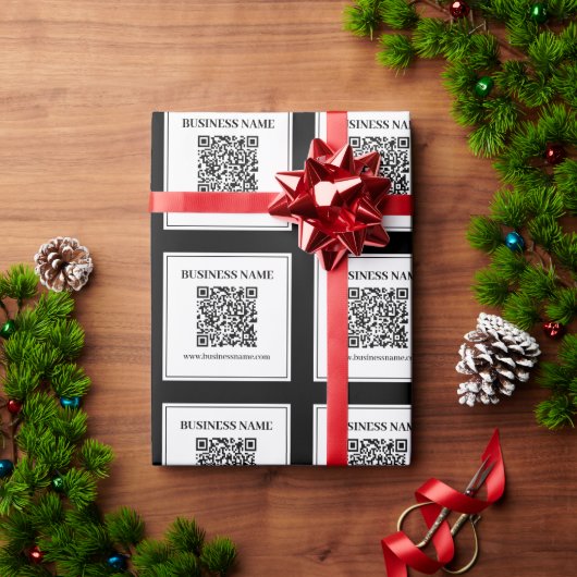 ビジネスQRコード | モノクロ ラッピングペーパー (クリスマスギフト)