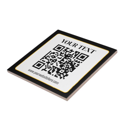 ビジネスQRコード 上下テキスト 黒と金 タイル (側面)