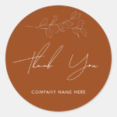 ビジネスTerracotta葉ありがとうステッカー ラウンドシール (正面)