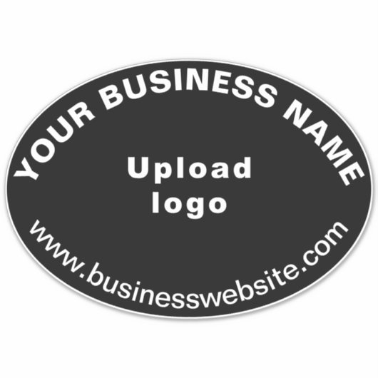ビジネスWebサイト上の黒い大きな楕円形の形状ビニール シール (正面)