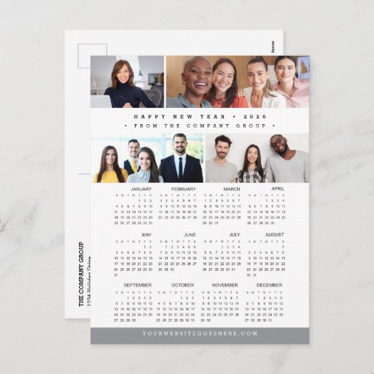 ビジネモダンスチーム写真コラージュ2026カレンダー シーズンポストカード (正面/裏面)