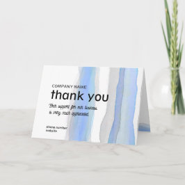 ビジネ感謝していスユー水の色の青ストライプ灰色 サンキューカード