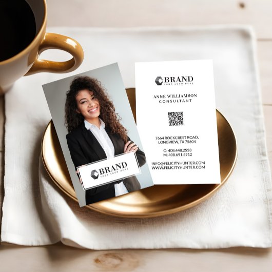 ビジミニマルモダンャー写真カスタムロゴQRコード 名刺