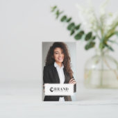 ビジミニマルモダンャー写真カスタムロゴQRコード 名刺 (スタンド正面)