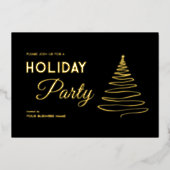 ビジモダンエレガントネスホリデーパーティブラック金ゴールド 箔招待状 (正面)