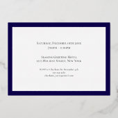 ビジモダンエレガントネス・ホリデー・パーティ海軍金ゴールド 箔招待状 (裏面)