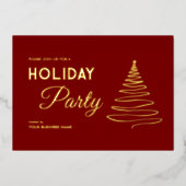ビジモダンエレガントネス・ホリデー・パーティ赤金ゴールド 箔招待状 (正面)