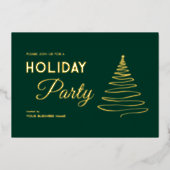 ビジモダンエレガントネス・ホリデー・パーティ赤金ゴールド 箔招待状 (正面)