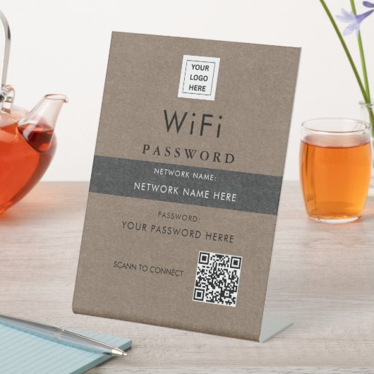 ビジモダンカスタムネスログを使用したWi-Fi QRコードサイン 台座サイン (インサイチュ)