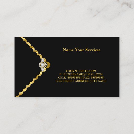 ビジモダンスタイリッシュネス金ゴールドブラックダイヤモンドジェム 名刺 (裏面)