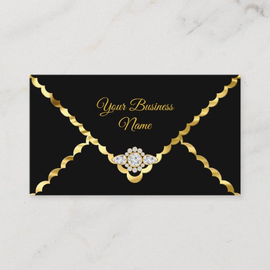 ビジモダンスタイリッシュネス金ゴールドブラックダイヤモンドジェム 名刺 (正面)