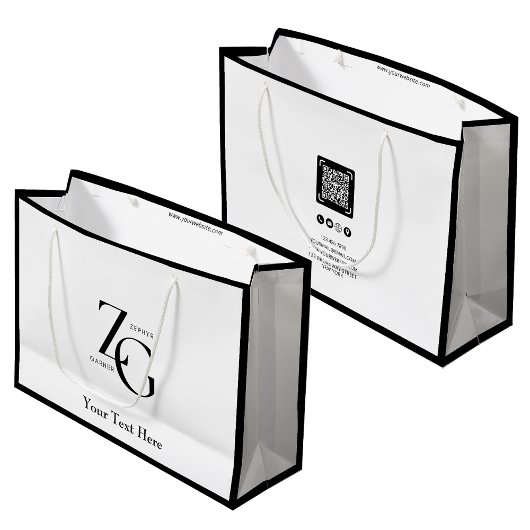 ビジモダンネスカスタムロゴ | QRコードのミニマル ラージペーパーバッグ