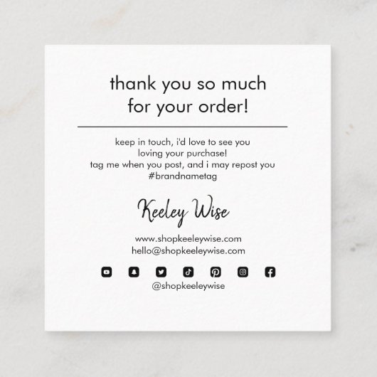 ビジモダンネスプロモーションをありがとうございます   スクエア名刺 (裏面)