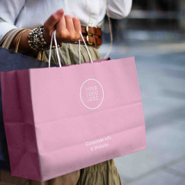 ビジモダンミニマルャンロゴピンク企業の情報 ラージペーパーバッグ