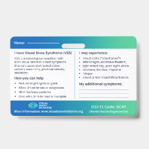 ビジュアル・スノー症候群メディカルIDカードバッジ バッジ