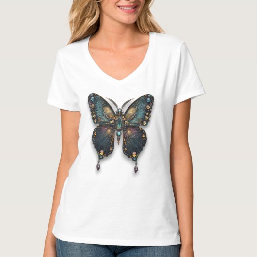ビジュエルド・バタフライ 女性用 Tシャツ (正面)