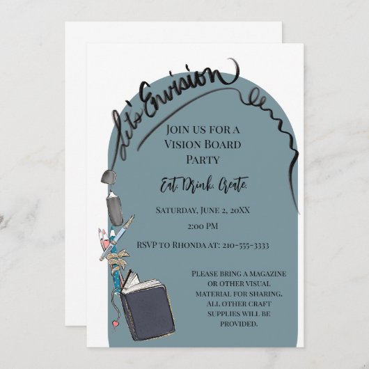 ビジョンボ図解入りの、写真付きのードパーティー 招待状 (正面/裏面)