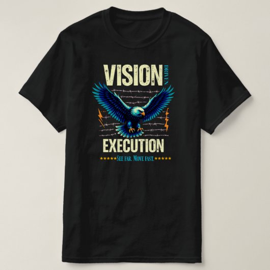 ビジョン主導の実行 励ましのワシ グラフィック Tシャツ (デザイン正面)