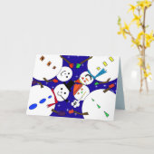 ビジョン雪だるまハッピーホリデーグリーティングカード カード (黄色い花)