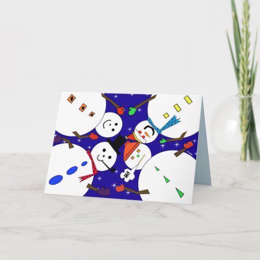 ビジョン雪だるまハッピーホリデーグリーティングカード カード (正面)