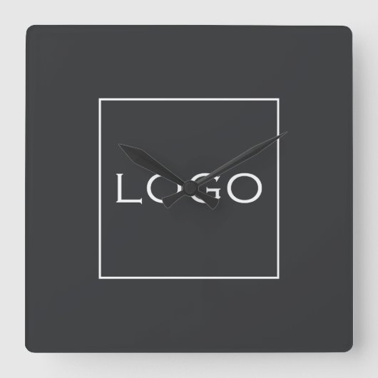 ビジ企業のネス大ロゴ雷炭 スクエア壁時計 (正面)