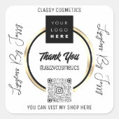 ビジ感謝していネスQRコードロゴのスキャン スクエアシール (正面)