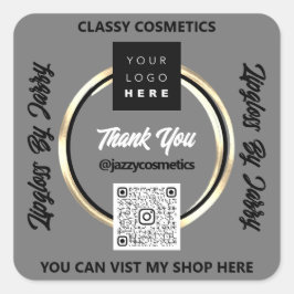 ビジ感謝していネスQRコードロゴゴールデンサークル枠 スクエアシール