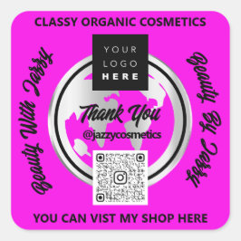 ビジ感謝していネスQRコードロゴシルバーマップGlobeTravel スクエアシール