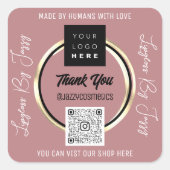 ビジ感謝していネスQRコードロゴスキャン金ゴールドバラ スクエアシール (正面)