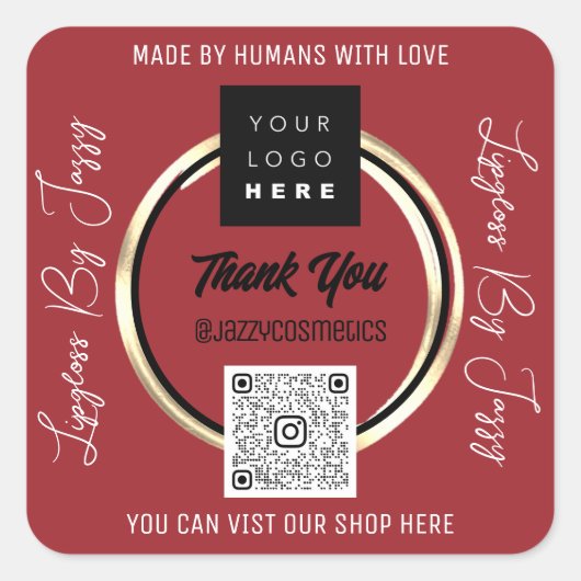 ビジ感謝していネスQRコードロゴスキャンMeバラ スクエアシール (正面)