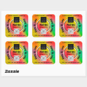 ビジ感謝していネスQRコードロゴホログラフィック金ゴールドフレーム スクエアシール (シート)